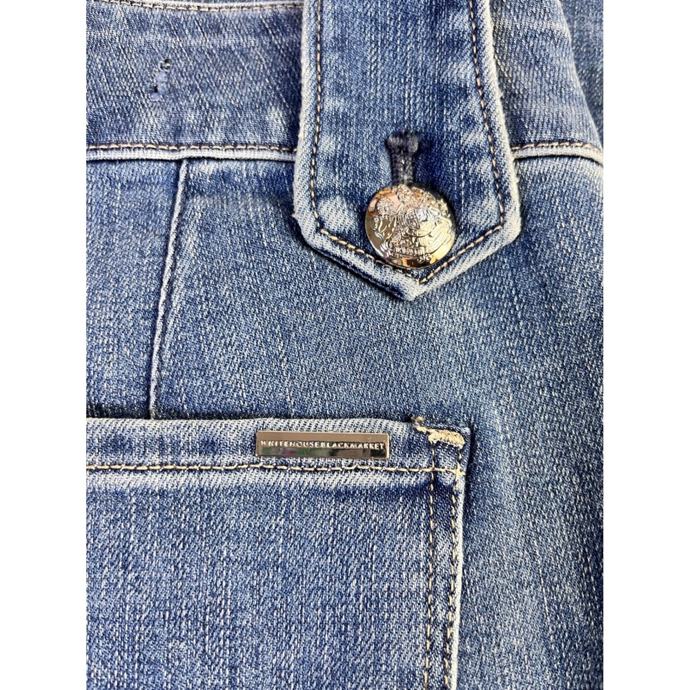 White House Black Market High Rise Wide Leg Sailor Button Jeans Montauk Blue 4R - Picture 14 of 16
